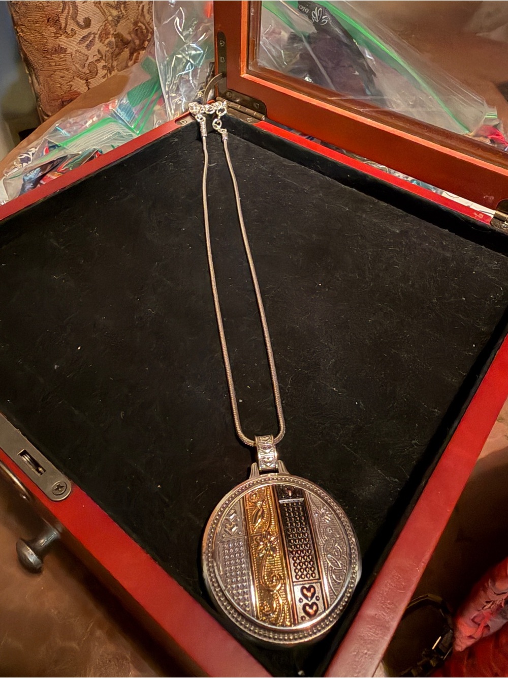 Brighton Silver and Gold Medallion Pendant Necklace